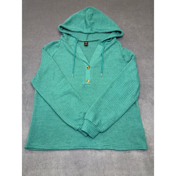 Emery Rose Tops - Women’s Emery Rose Green/Teal Knit Hoodie Pullover Size Medium